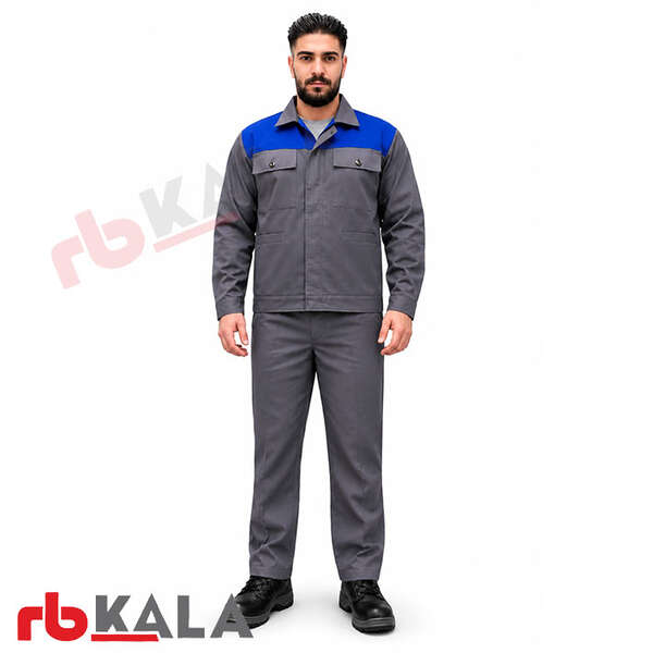 لباس کار مهندسی ایرانخودرویی طوسی سر شانه ابی